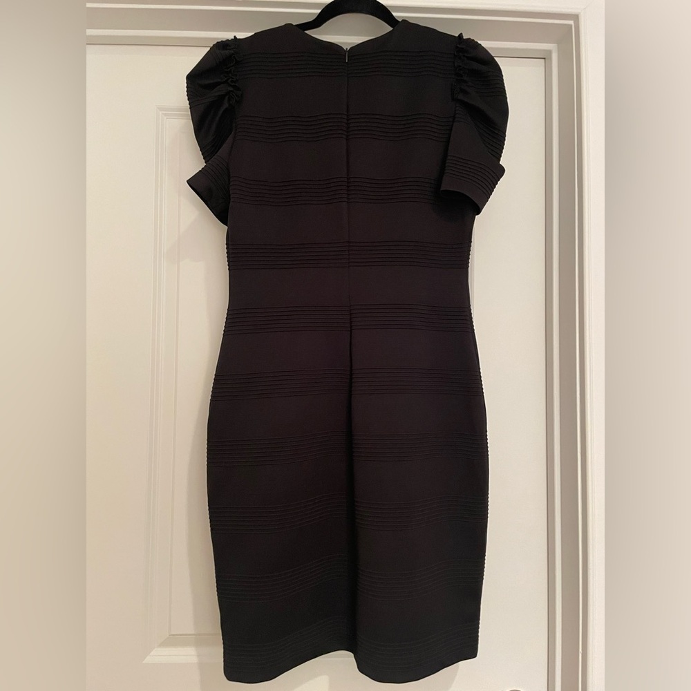 Ivanka Trump Puff Sleeve Ribbed Pattern Black Dress - NWT